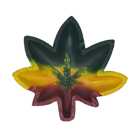 PolyPlus Rasta Pot Weed Leaf Shape Green, Yellow, and Red Pot Cigarette Ashtray for Outdoors and Indoors Use - Modern Home Decor Tabletop Ash tray for Smokers - Nice Gift for Men and Women
