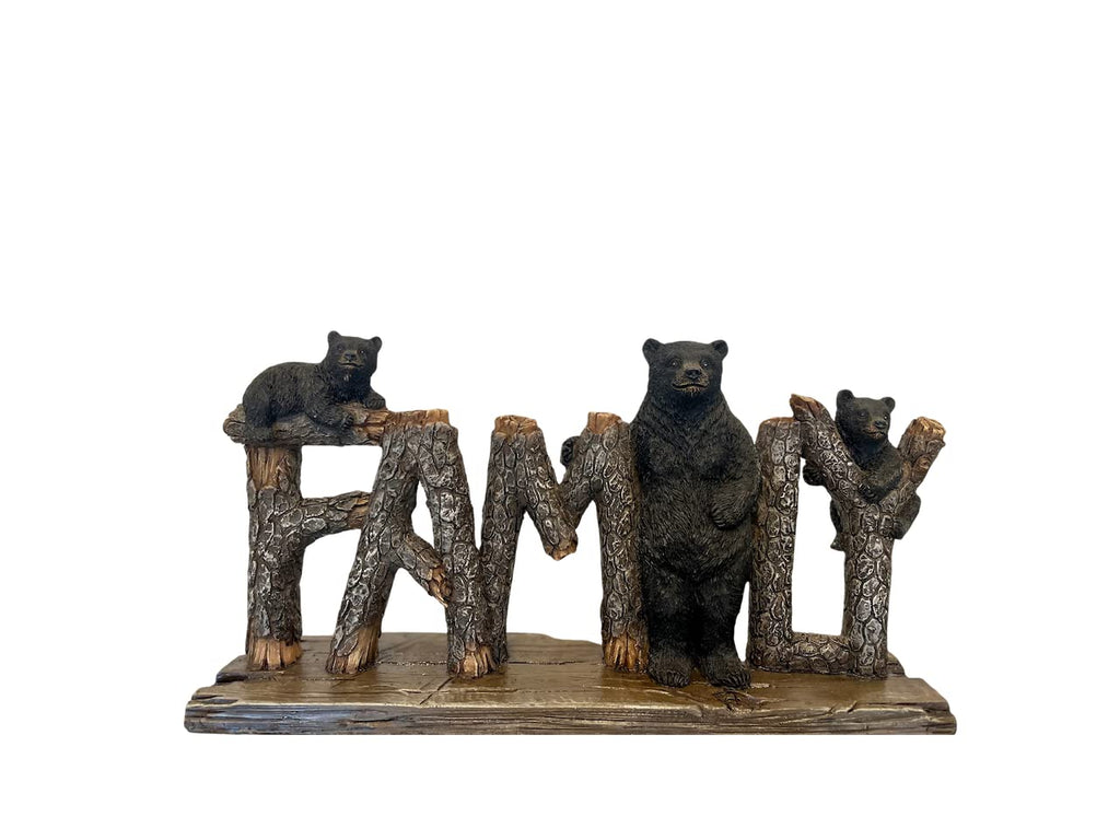 Pine Ridge Family Free Standing Sign - Black Bear Family Decor Sign, Rustic Cabin Decoration, Freestanding Cutout Words Table Sign