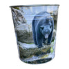 Pine Ridge Bear at Stream Wastebasket - Round Metal Open Top Small Trash Can for Office, Living Room, Kitchen, Bathroom, Dorm, Garages, Bedroom and Compact Spaces