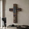 American Flag Police and Fire - Decorative Family Crosses Wall Decor Police Flag Accessories - Police Flag Sign Wall Hanging Cross Special Police Badge Cross Wall Hanging Home Decor (Protect & Serve)