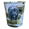 Pine Ridge Bear at Stream Wastebasket - Round Metal Open Top Small Trash Can for Office, Living Room, Kitchen, Bathroom, Dorm, Garages, Bedroom and Compact Spaces