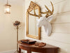 Pine Ridge Medium White Deer Head With Gold Antlers - Unique Animal-friendly Light-weight Wall Mount Hanging Sculpture Beautifully Hand Painted and Crafted Polyresin - Great For Arts and Crafts