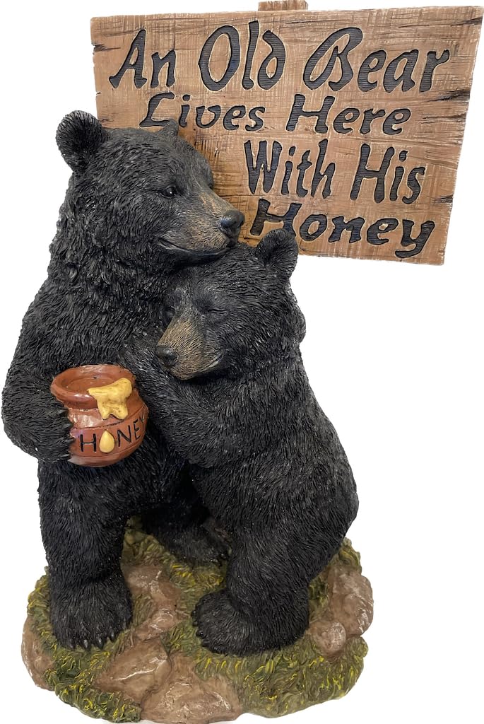 Pine Ridge Bear Couple Sign - Black Bear Yard Sign, Country Front Porch Decoration, Rustic Black Bear Decor, Cabin Decoration For Indoor Or Outdoor
