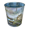 Pine Ridge Cabin Wastebasket - Round Metal Open Top Small Trash Can For Offices, Living Rooms, Kitchens, Bathrooms, Dorms, Bedrooms and Compact Spaces