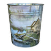 Pine Ridge Cabin Wastebasket - Round Metal Open Top Small Trash Can For Offices, Living Rooms, Kitchens, Bathrooms, Dorms, Bedrooms and Compact Spaces