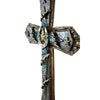 Pine Ridge Spectacular Western Wall Cross with a Country Twist Leather Look with Barbed Wire Wrap, Turquoise Accent and Star with Horseshoe Center