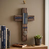 American Flag Police and Fire - Decorative Family Crosses Wall Decor Police Flag Accessories - Police Flag Sign Wall Hanging Cross Special Police Badge Cross Wall Hanging Home Decor (Protect & Serve)