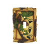 Pine Ridge Bear Paw track with Pinecones Single Light Switch Plate Realistic Hand-Painted and Crafted with Mounting screws Great For Lodge and Cabin Decor
