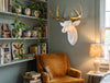 Pine Ridge Medium White Deer Head With Gold Antlers - Unique Animal-friendly Light-weight Wall Mount Hanging Sculpture Beautifully Hand Painted and Crafted Polyresin - Great For Arts and Crafts