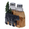 Pine Ridge Black Bear And Pines Salt And Pepper Shaker - Two Glass Shakers, Black Bear And Pines Holder Caddy For Spices And Seasonings, For Kitchen, Dining Or Table Decor