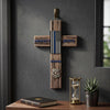 American Flag Police and Fire - Decorative Family Crosses Wall Decor Police Flag Accessories - Police Flag Sign Wall Hanging Cross Special Police Badge Cross Wall Hanging Home Decor (Protect & Serve)