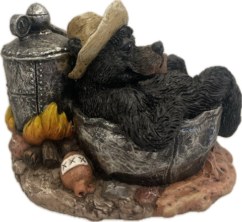 Pine Ridge Black Bear Decor - Hillbilly Black Bear In Hot Tub, Funny Black Bear Home Decor, Bear Table Decoration, Black Bear Tabletop Figurine