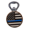 Pine Ridge American Flag Blue Line Beer Bottle Opener, Round Patriotic Kitchen Accessory Refrigerator Magnet