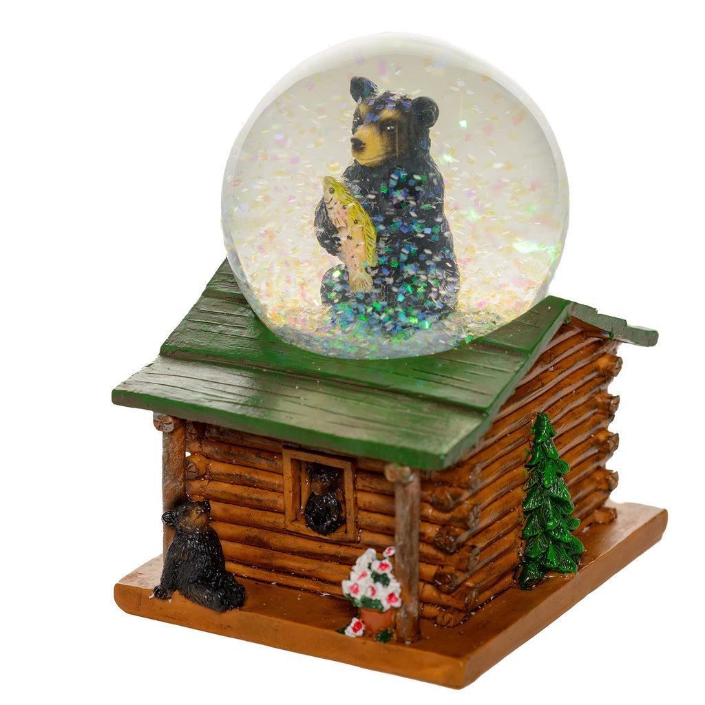 Pine Ridge Bear Snow Globe - Cabin Themed Novelty Snow Globe, Rustic Globe With Black Bears, Figurine For Home Decor