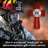 Fire Fighter Wall Hanging Cross - FD Fire Department Emblem Hero Inscribed Decorative Family Crosses Wall Decor - Simple Cross for Wall with Firefighter Emblem - Crucifix Wall Cross Modern