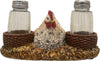 Pine Ridge Hen Salt And Pepper Shaker - Two Glass Shakers, Hen On Nest Holder Caddy For Spices And Seasonings, For Kitchen, Dining Or Table Decor