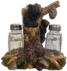 Pine Ridge Bear Salt And Pepper Shaker - Two Glass Shakers, Bear In Tree Holder Caddy For Spices And Seasonings, For Kitchen, Dining Or Table Décor