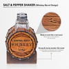 Pine Ridge Whiskey Barrel Salt And Pepper Shaker - Two Glass Shakers, Whiskey Barrel Holder Caddy For Spices And Seasonings, For Kitchen, Dining Or Table Decor