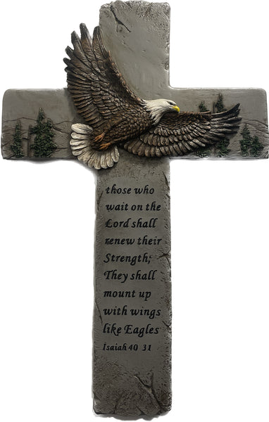 Pine Ridge Eagle Cross - Wall Hanging Cross, Wall Hanging Home Decor, Spiritual Cross Decor For Wall, Wildlife Decorations For Home Cabin, Eagle Decor