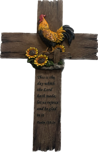 Pine Ridge Chickem Cross - Wall Hanging Cross, Wall Hanging Home Decor, Spiritual Cross Decor For Wall, Wildlife Decorations For Home Cabin, Chicken Decor