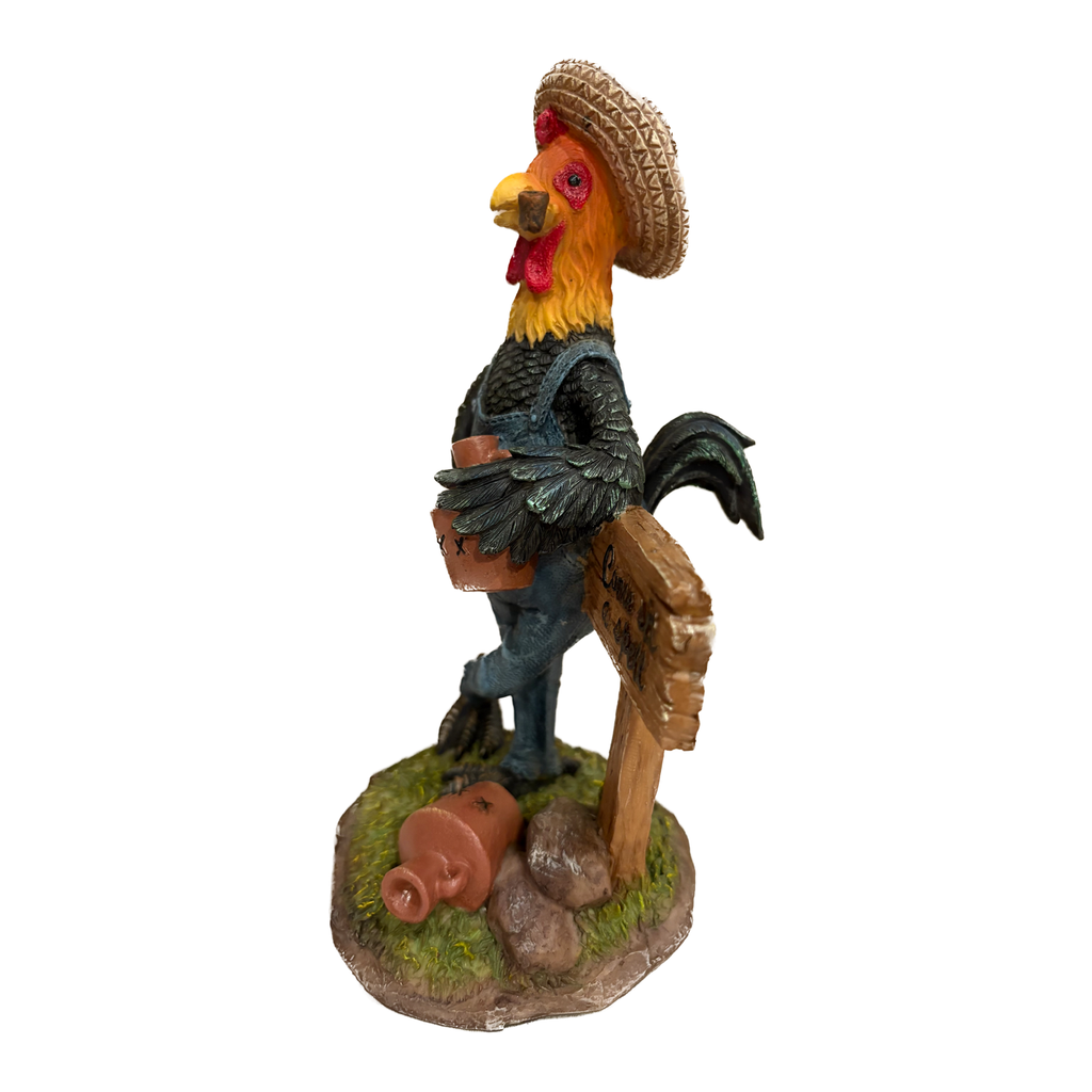 Pine Ridge 8” Come Sit a Spell Rooster Figurine – Farmhouse Rooster Decor, Rustic Country Farm Animal Statue for Porch, Garden, Kitchen & Entryway