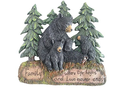 Rustic Home Decor Kitchen Signs - Black Bear Decor Family Wall Plaque Made From Polyresin - Black Bear Wall Decorations Family Signs for Home Decor (Family Where Life Begins and Love Never Ends 9.5