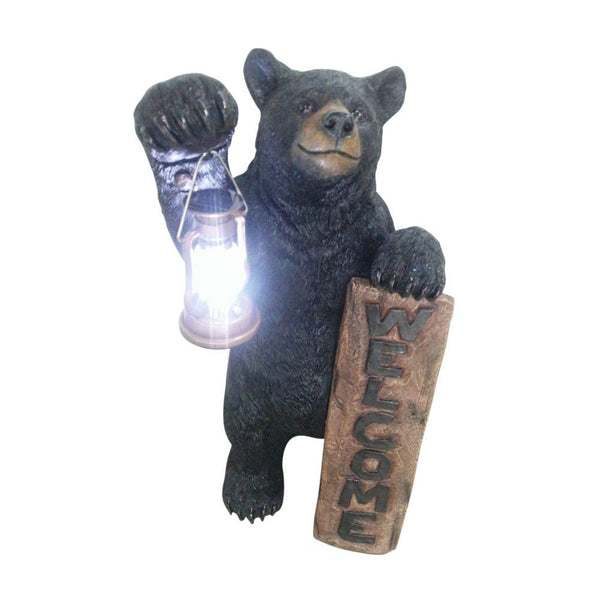 Bear LED Camping Lantern Lights Decorative - Metal Indoor Outdoor Hanging Lantern with Square Holder by Pine Ridge | 3AAA Rechargeable Battery Operated | Flameless Home Decor | Halloween and Christmas 34