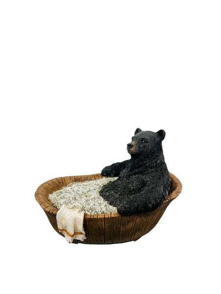 Pine Ridge Black Bears Figurines - Bear In A Bathtub Bathroom Decor, Wildlife Figurine, Bear Figure Decor