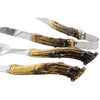 Pine Ridge Antler Handle 3 Piece Grilling Utensils Set - for Barbecue Outdoors Style Cooking, BBQ Starter Pack Tools, Smoker Accessories, Stainless Steel Metal Tongs, Fork, Spatula Utensils