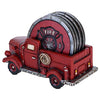Fire Truck Coaster Set of 5 - Firefighter Kitchen Table Coasters Set Rustic Home Decor Living Room - Firefighter Coaster Sets with Holder Dining Room Decor and Accessories