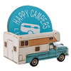 Happy Camper Car Coaster Set - Truck RV Coasters for Drinks Rustic Home Decor Living Room - Table Coasters Set Dining Room Decor and Accessories - Home Bar Decor Camp Coasters