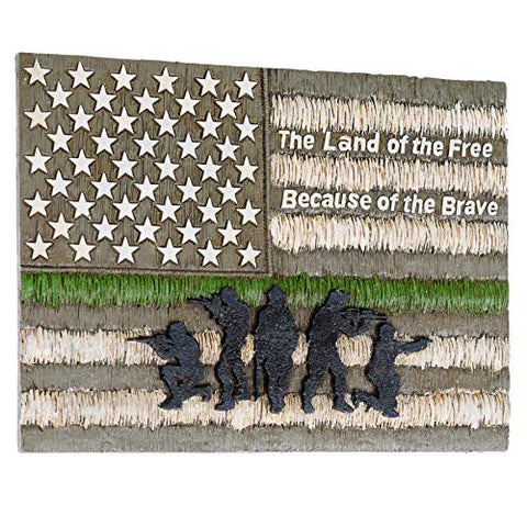 The Land of the Free Because of the Brave America Wall Decor - American Flag Decorations for Home Wall Decorations Military Office Decor Patriotic Decoration for Men - American Wall Art Plaques Decor