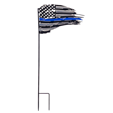 Pine Ridge Flag Metal Yard Sign - Blue Line Flag, Law Enforcement Police Flag Lawn Decor, Outdoor Metal Sign With Yard Stakes, Garden Flag