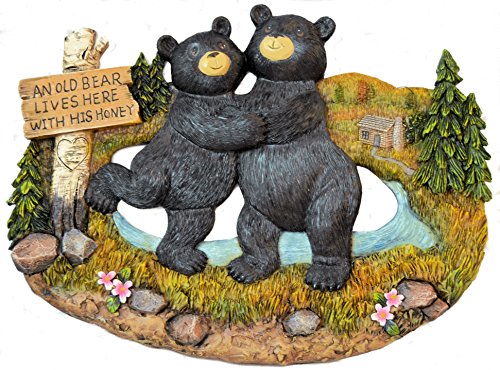 Black Bear Decorations for Home - Bear Kitchen Decor Home decor Family Signs - bear wall hanging decorative welcome signs - bears outdoor wall decor (An Old Bear Lives Here with His Honey, 9