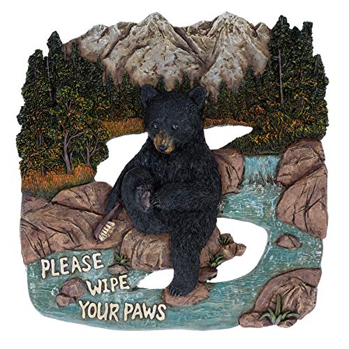 Black Bear Please Wipe Your Paws Lodge Wall Decor for The Home - Cute Black Bear Decor Wall Plaque Country Style Decorations - Home Decor Bears Den Sign Black Bear Framed Art Hunting Lodge Signs