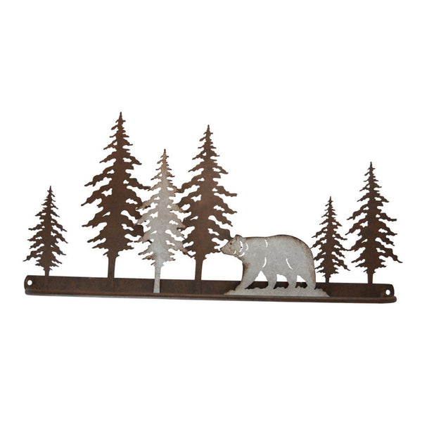 Pine Ridge Wall Art Metal Bar Towel Holder 3-D Bear Scene Home Decor - Western Decorative Wall Mount Holder For Kitchen, Toilet and Bathroom