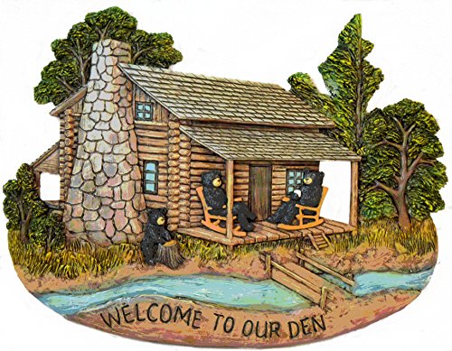 Black Bear Decorations for Home - Welcome Home Sign Wall Hangings for the Cabin Black Bear Decor - Family Wall Plaque Wildlife Decor - Bear Themed Gifts Wall Art Plaque (Welcome to Our Den, 9.25