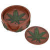 Marijuana Pot Leaf Weed Coaster Set and Holder - Modern Coaster Set of 5 - Bar Decor and Accessories Unique Coasters Home Decor Kitchen - Resin Coaster Molds Table Accents