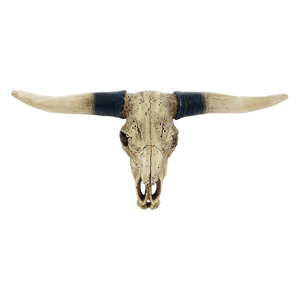 Southwestern Bull Longhorn Skull Steer Bull Head Rustic Chic Wall Hanging Texas Decor by Pine Ridge | Strong and Durable Polyresin Made Aged Finish Sculpture Replica of Real Steer Head Skull Gift Idea