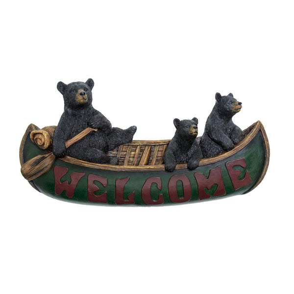 Welcome Bears in Canoe Wall Plaque