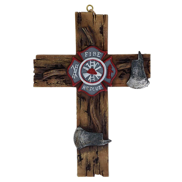 Pine Ridge Fireman Wall Cross - Cross Decor For Wall, American Flag Inspirational Cross, Fireman Axe, 4 X 6 Inches