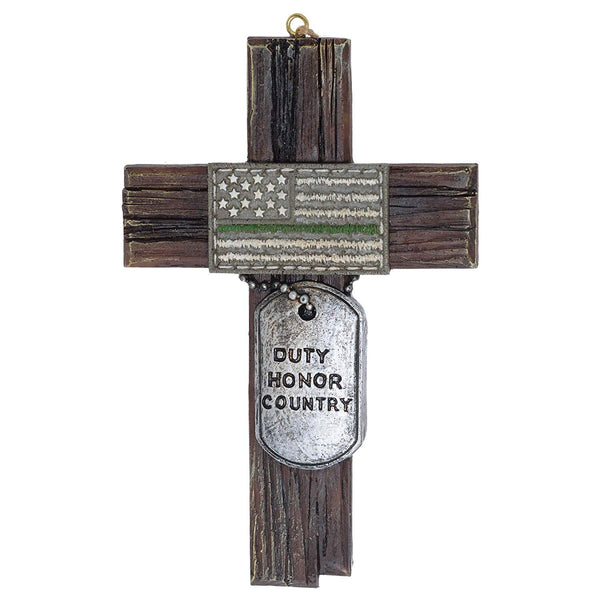 Pine Ridge Soldier Creed Wall Cross - Cross Decor For Wall, American Flag Inspirational Cross, Memorial Dog Tags, 4 X 6 Inches
