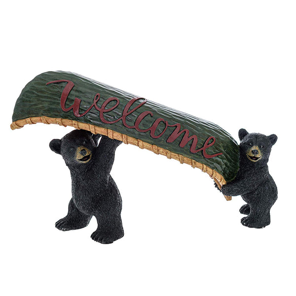 Black Bear Canoe Wildlife Welcome Sign - Welcome Table Decor Bear Decorations for Cabin - Bear in Canoe Welcome Sign for Desk Rustic Bear Decor for the Home - Housewarming Gifts for Women