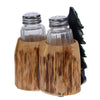 Pine Ridge Black Bear And Pines Salt And Pepper Shaker - Two Glass Shakers, Black Bear And Pines Holder Caddy For Spices And Seasonings, For Kitchen, Dining Or Table Decor
