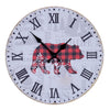 MDF CLOCK (Bear/ Buffalo Plaid Print)