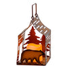 METAL CABIN SHAPED LANTERN (BEAR SCENE)