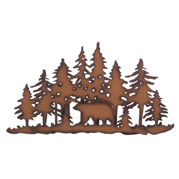 Pine Ridge Bear Scene Metal Wall Art - Western Decorative Heavy Duty Wall Hanging Display For Home, Kitchen, Toilet and Bathroom