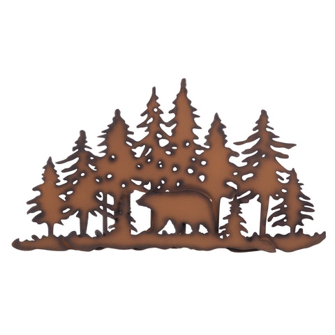 Pine Ridge Bear Scene Metal Wall Art - Western Decorative Heavy Duty Wall Hanging Display For Home, Kitchen, Toilet and Bathroom