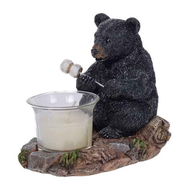 Pine Ridge Black Bear Marshmallow Tea Light Candle Holder, Longer Burning Candles Gift For Women and Men, Candle Holders for Table Centerpiece Home Decor