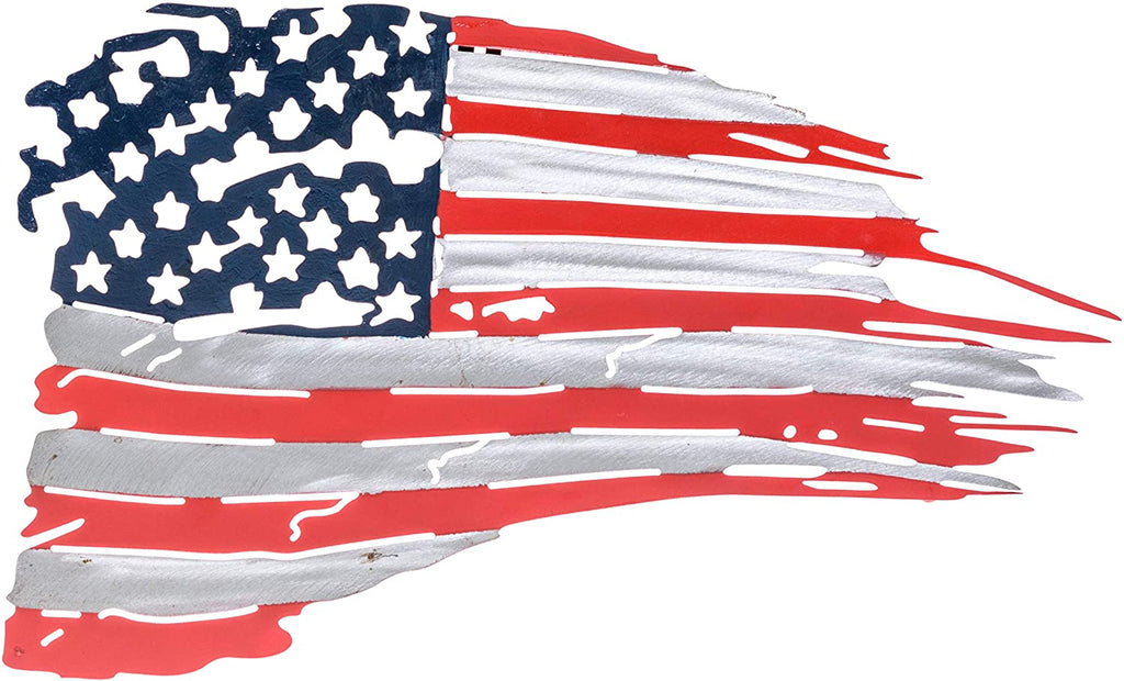 Metal American Flag Wall Décor - US Flag Metal Art Military Office Décor - America Decorations for Home Patriotic Metal Signs - Outdoor American Flag Steel Wall Decorations
